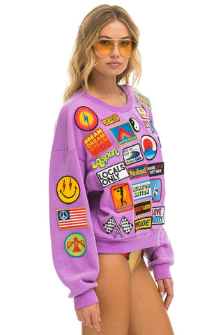 VINTAGE PATCH RELAXED CREW SWEATSHIRT - NEON PURPLE Sweatshirt Aviator Nation