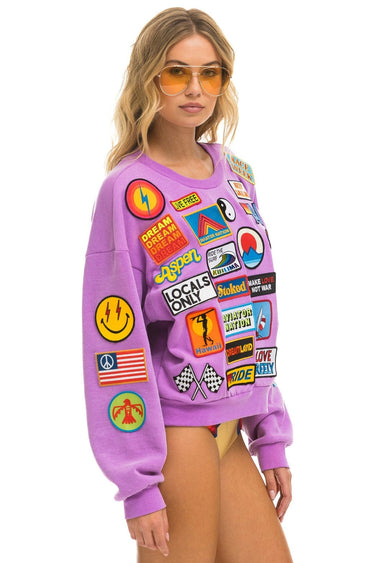 VINTAGE PATCH RELAXED CREW SWEATSHIRT - NEON PURPLE Sweatshirt Aviator Nation