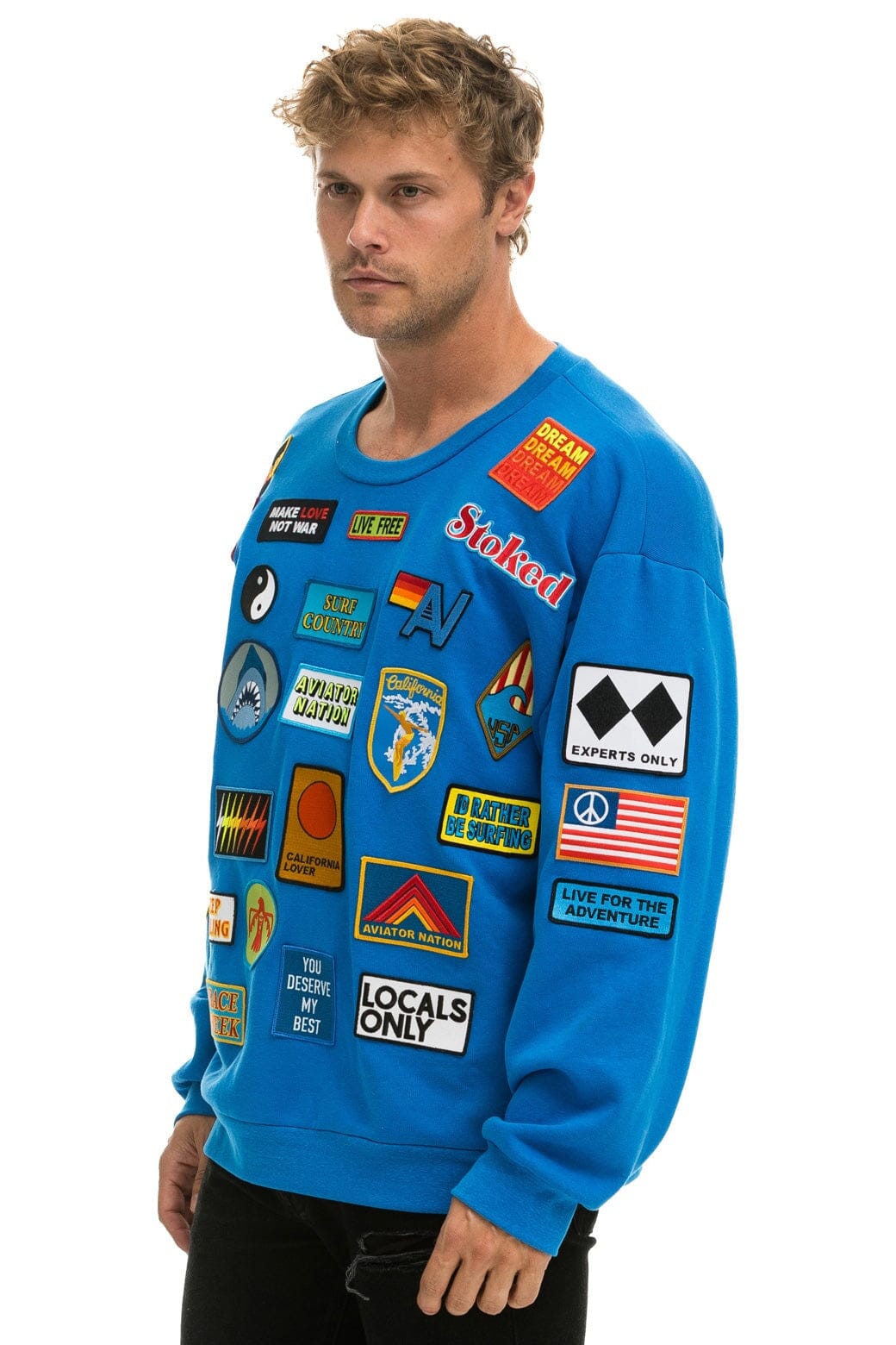 VINTAGE PATCH RELAXED CREW SWEATSHIRT - OCEAN Sweatshirt Aviator Nation