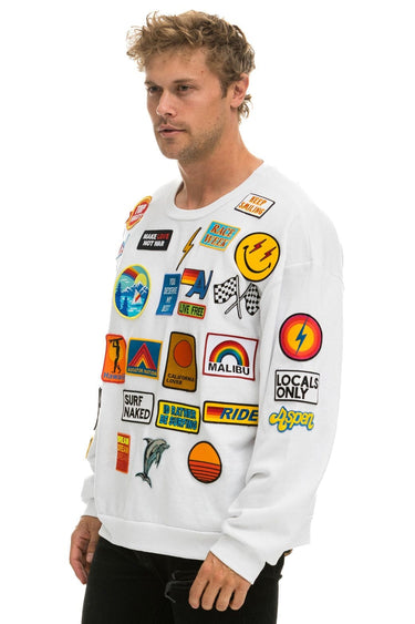 VINTAGE PATCH RELAXED CREW SWEATSHIRT - WHITE Sweatshirt Aviator Nation