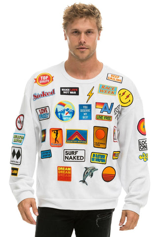 VINTAGE PATCH RELAXED CREW SWEATSHIRT - WHITE Sweatshirt Aviator Nation