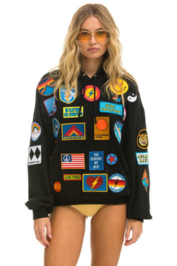 VINTAGE PATCH RELAXED PULLOVER HOODIE- BLACK Hoodie Aviator Nation