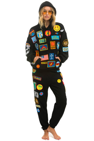 VINTAGE PATCH RELAXED PULLOVER HOODIE- BLACK Hoodie Aviator Nation