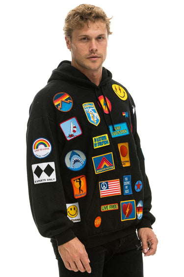 VINTAGE PATCH RELAXED PULLOVER HOODIE- BLACK Hoodie Aviator Nation