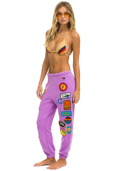 VINTAGE PATCH SWEATPANTS - NEON PURPLE Women's Sweatpants Aviator Nation
