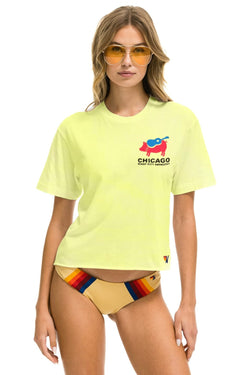 WINDY CITY SMOKEOUT 2024 BOYFRIEND TEE SHIRT - NEON YELLOW Boyfriend Tee Aviator Nation