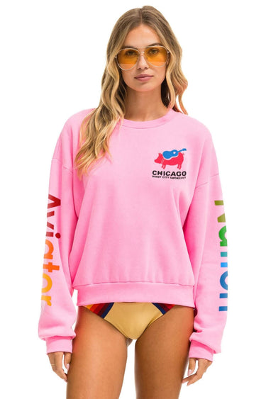 WINDY CITY SMOKEOUT 2024 CREW SWEATSHIRT RELAXED - NEON PINK Sweatshirt Aviator Nation