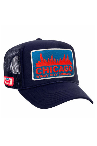WINDY CITY SMOKEOUT 2024 VINTAGE LOW RISE TRUCKER Hats Aviator Nation Navy