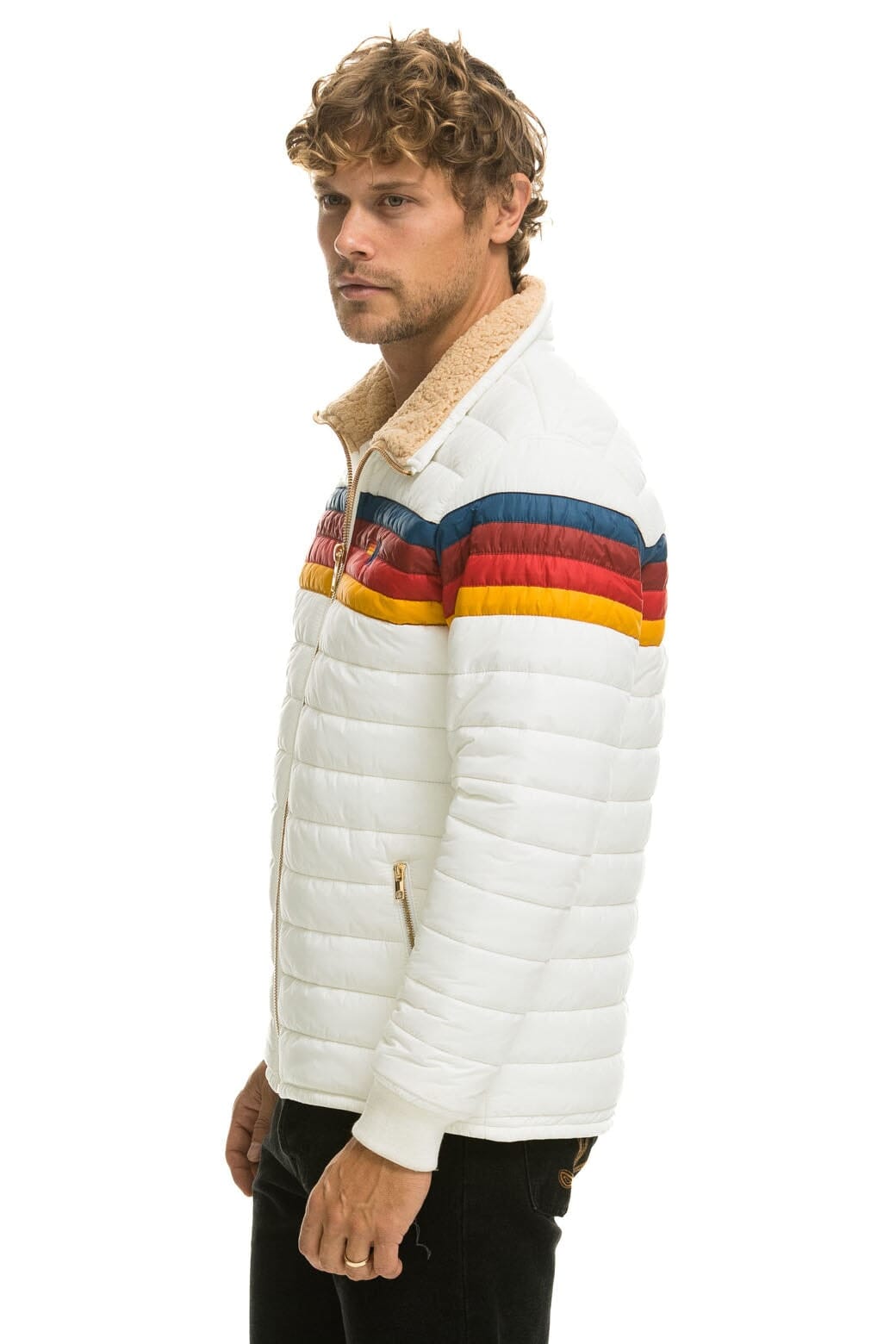 4 STRIPE JACKET - WHITE Men's Outerwear Aviator Nation
