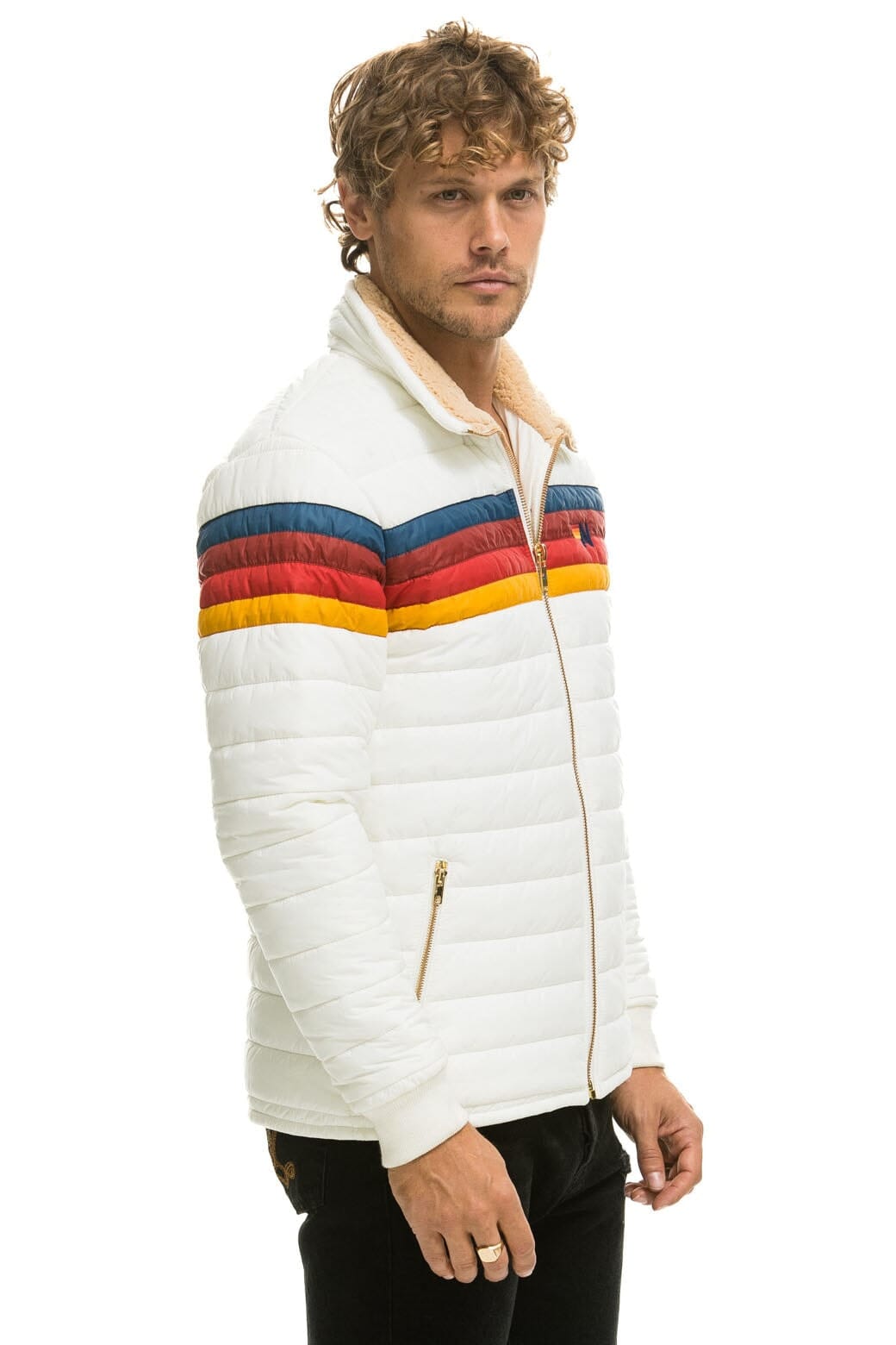 4 STRIPE JACKET - WHITE Men's Outerwear Aviator Nation