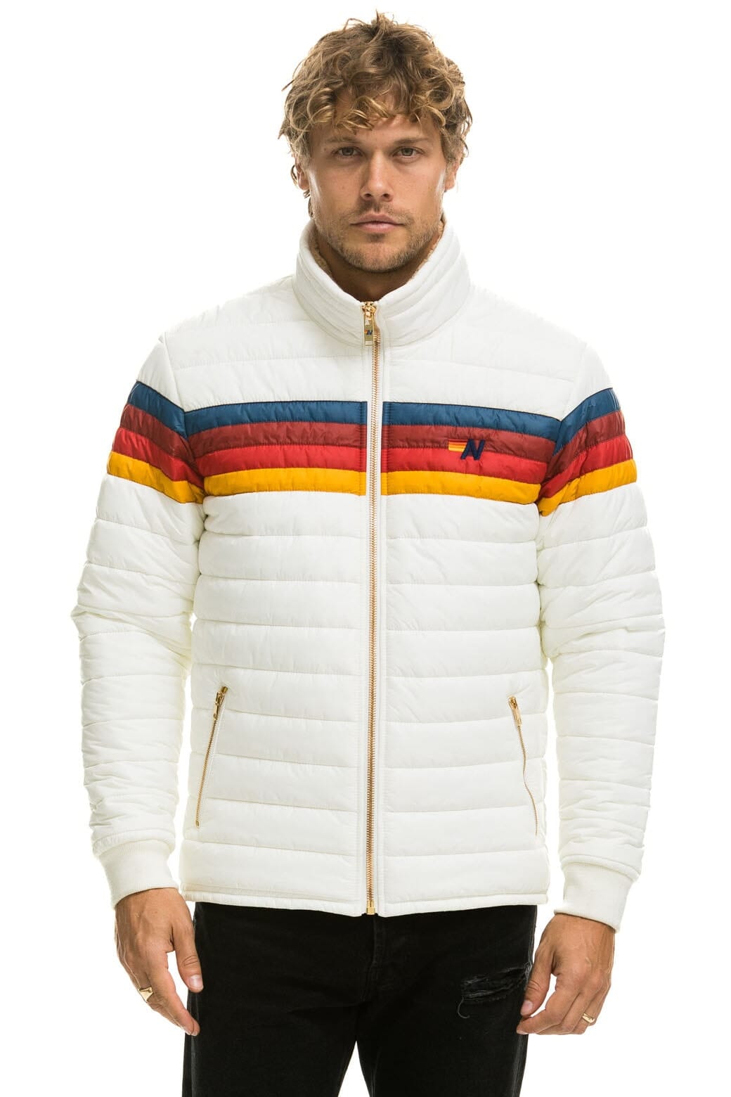 4 STRIPE JACKET - WHITE Men's Outerwear Aviator Nation