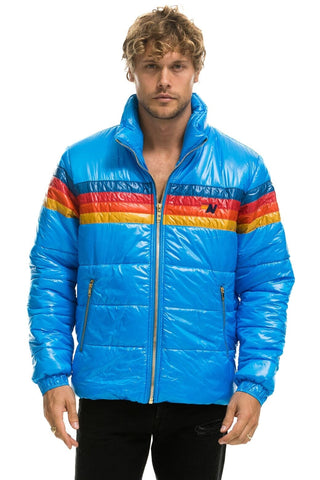 4 STRIPE LUXE TRAVELER JACKET - GLOSSY BLUE Men's Outerwear Aviator Nation