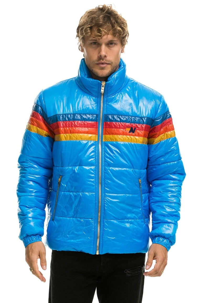 4 STRIPE LUXE TRAVELER JACKET - GLOSSY BLUE Men's Outerwear Aviator Nation