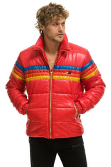 4 STRIPE LUXE TRAVELER JACKET - GLOSSY CHERRY Men's Outerwear Aviator Nation