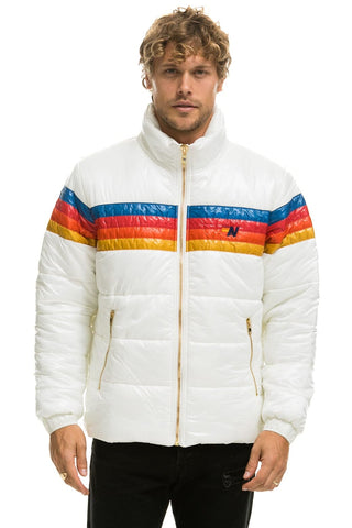 4 STRIPE LUXE TRAVELER JACKET - GLOSSY WHITE Men's Outerwear Aviator Nation