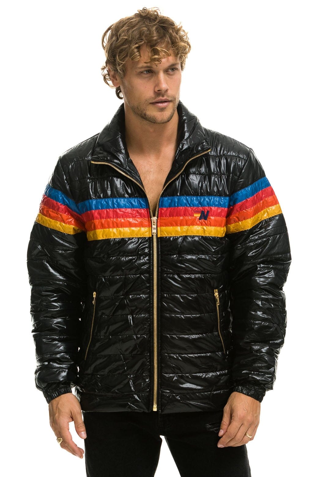 4 STRIPE TRAVELER JACKET - GLOSSY BLACK Men's Outerwear Aviator Nation