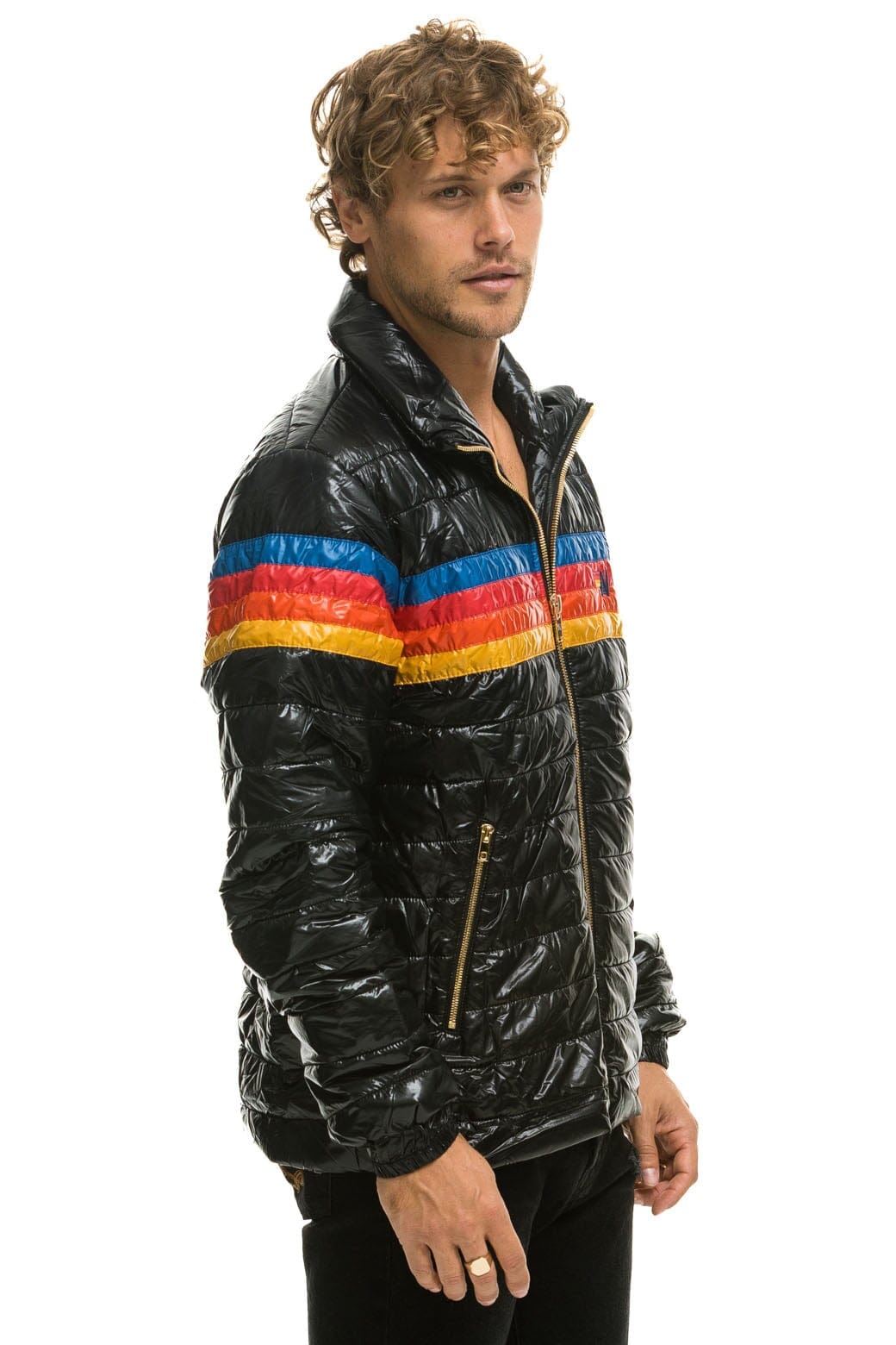4 STRIPE TRAVELER JACKET - GLOSSY BLACK Men's Outerwear Aviator Nation