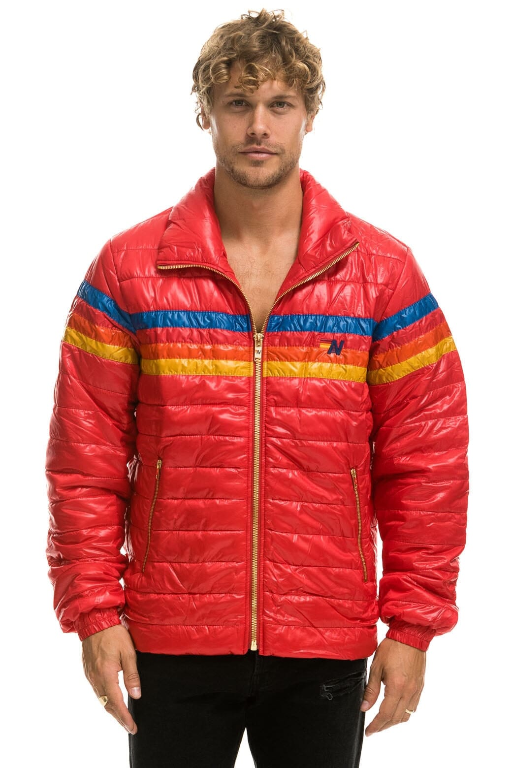4 STRIPE TRAVELER JACKET - GLOSSY CHERRY Men's Outerwear Aviator Nation