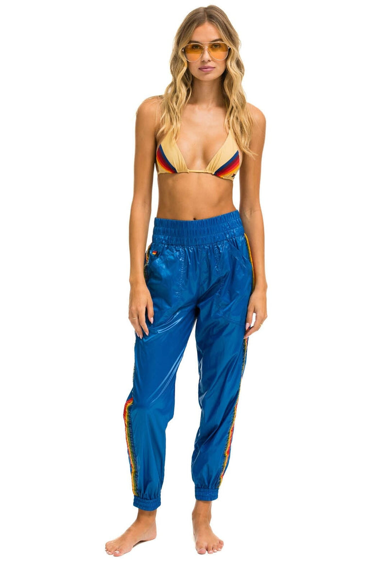 5 STRIPE HI RISE WIND PANT - SNORKEL BLUE Women's Sweatpants Aviator Nation