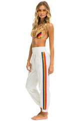 5 STRIPE HI RISE WIND PANT - VINTAGE WHITE Women's Sweatpants Aviator Nation