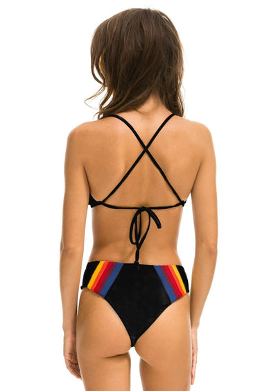 5 STRIPE HI-WAISTED BIKINI BOTTOMS - BLACK Swim Aviator Nation