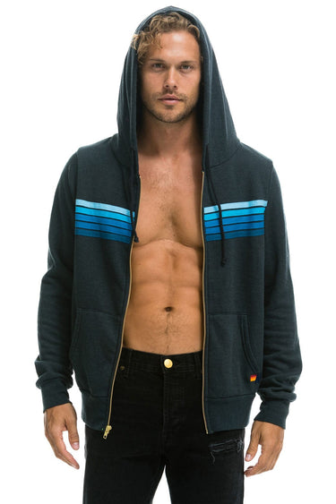 5 STRIPE HOODIE - CHARCOAL // BLUE Hoodie Aviator Nation