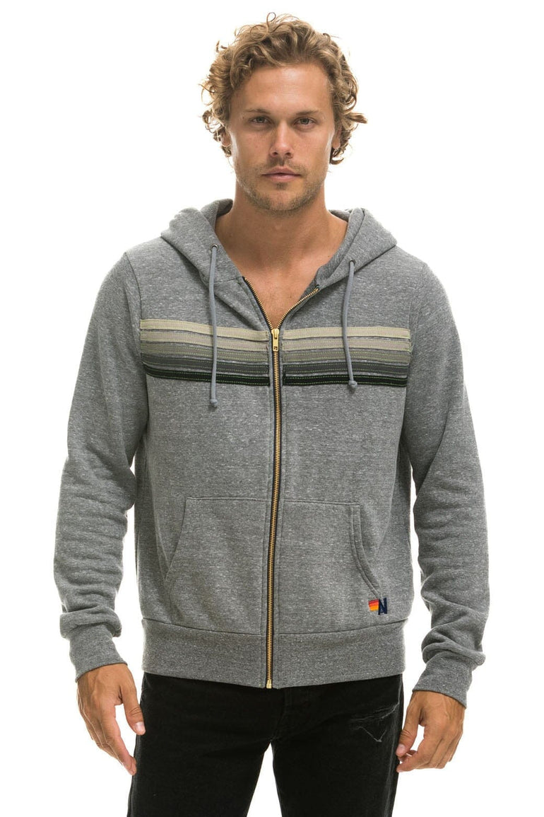 5 STRIPE HOODIE - HEATHER GREY // GREY Hoodie Aviator Nation