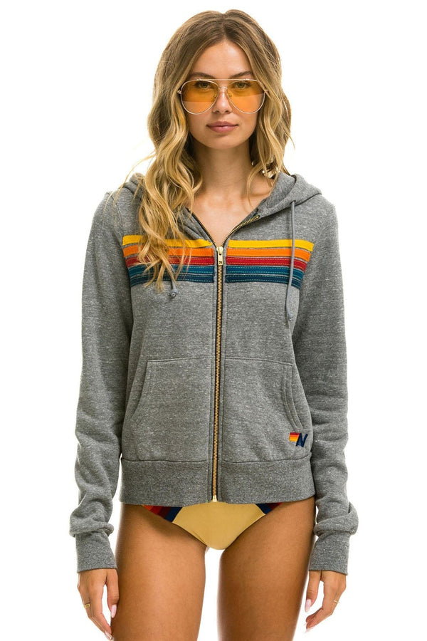 5 STRIPE HOODIE - HEATHER GREY Hoodie Aviator Nation