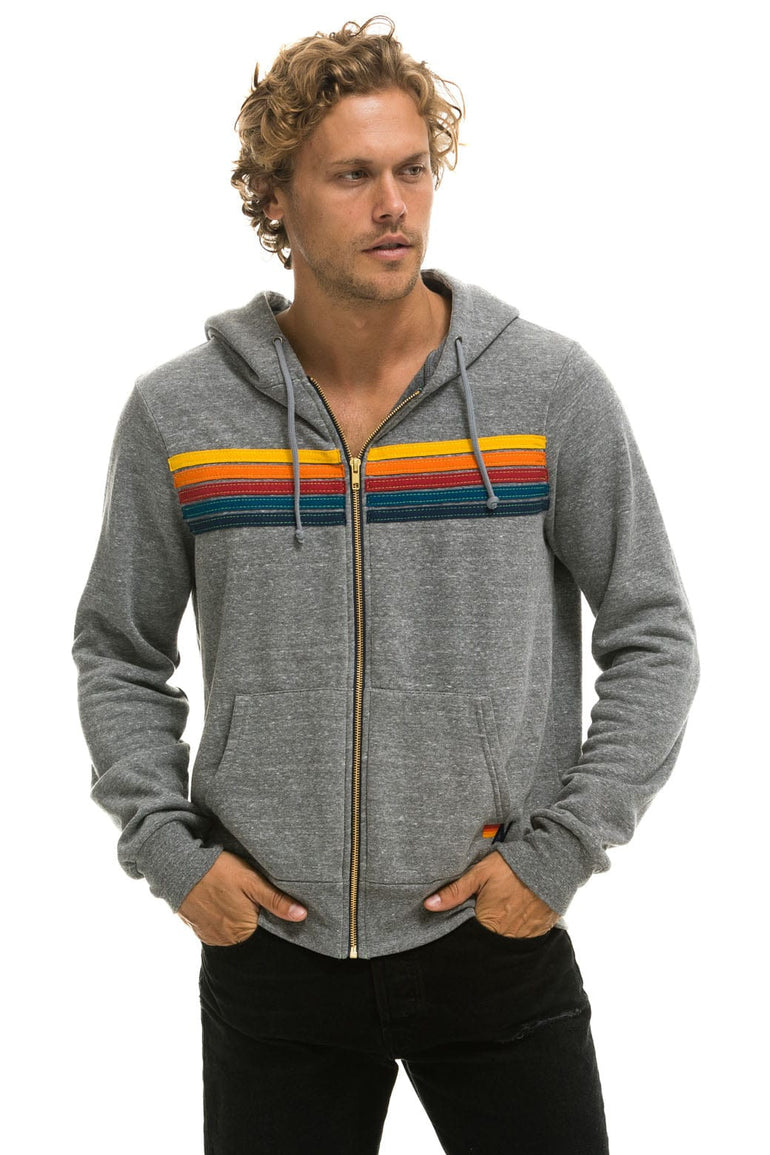 5 STRIPE HOODIE - HEATHER GREY Hoodie Aviator Nation