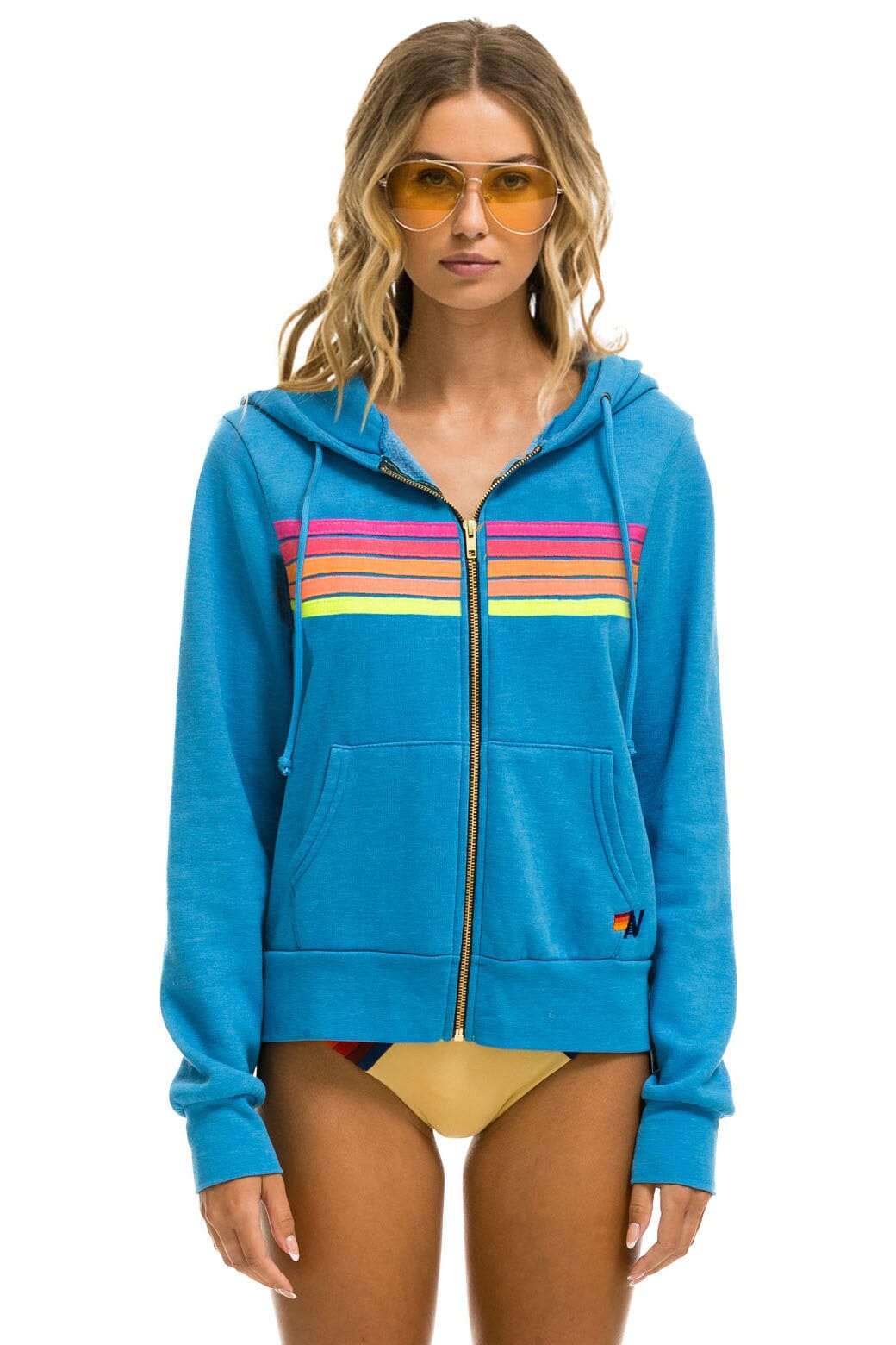 STRIPE HOODIE OCEAN // NEON PINK // YELLOW – Aviator Nation