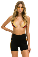 5 STRIPE RAINBOW 4 INCH HI-RISE BIKER SHORT - BLACK Women's Shorts Aviator Nation