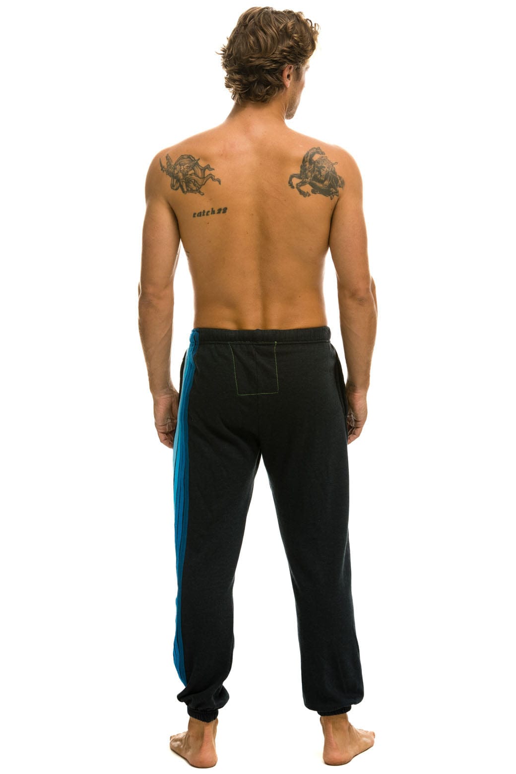 5 STRIPE SWEATPANTS - CHARCOAL // BLUE Mens Sweatpants Aviator Nation