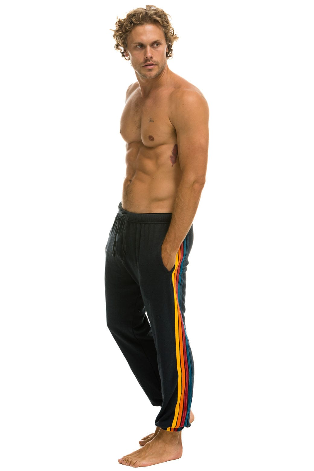 5 STRIPE SWEATPANTS - CHARCOAL Mens Sweatpants Aviator Nation