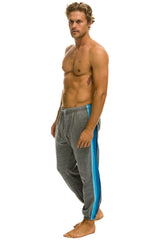 5 STRIPE SWEATPANTS - HEATHER GREY // BLUE Mens Sweatpants Aviator Nation