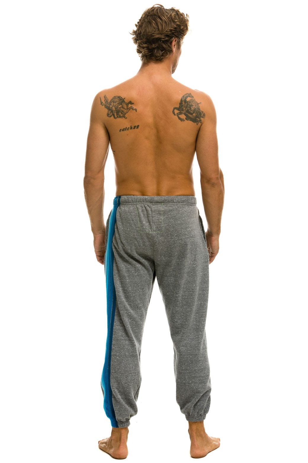 5 STRIPE SWEATPANTS - HEATHER GREY // BLUE Mens Sweatpants Aviator Nation
