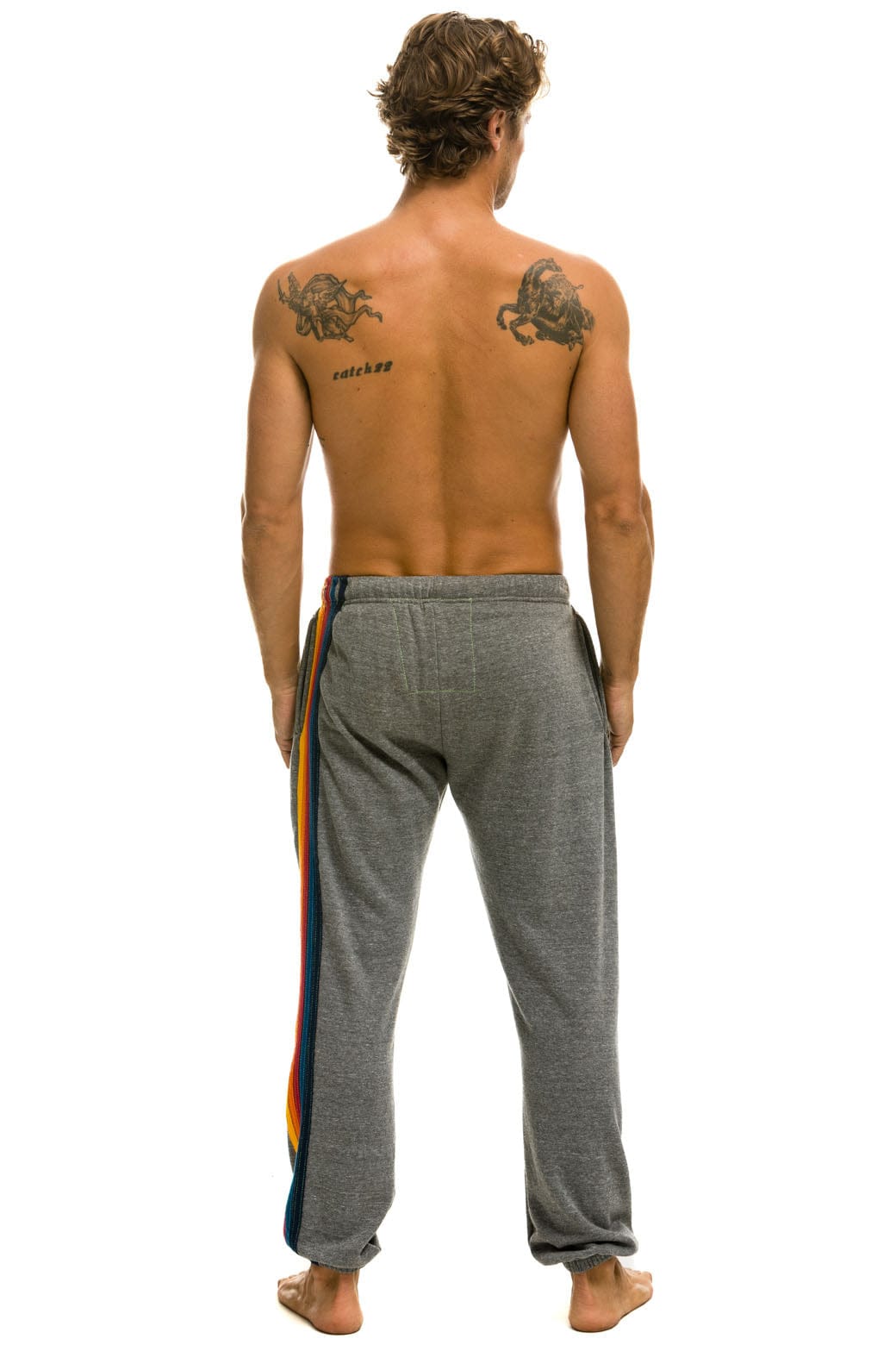 5 STRIPE SWEATPANTS - HEATHER GREY Mens Sweatpants Aviator Nation