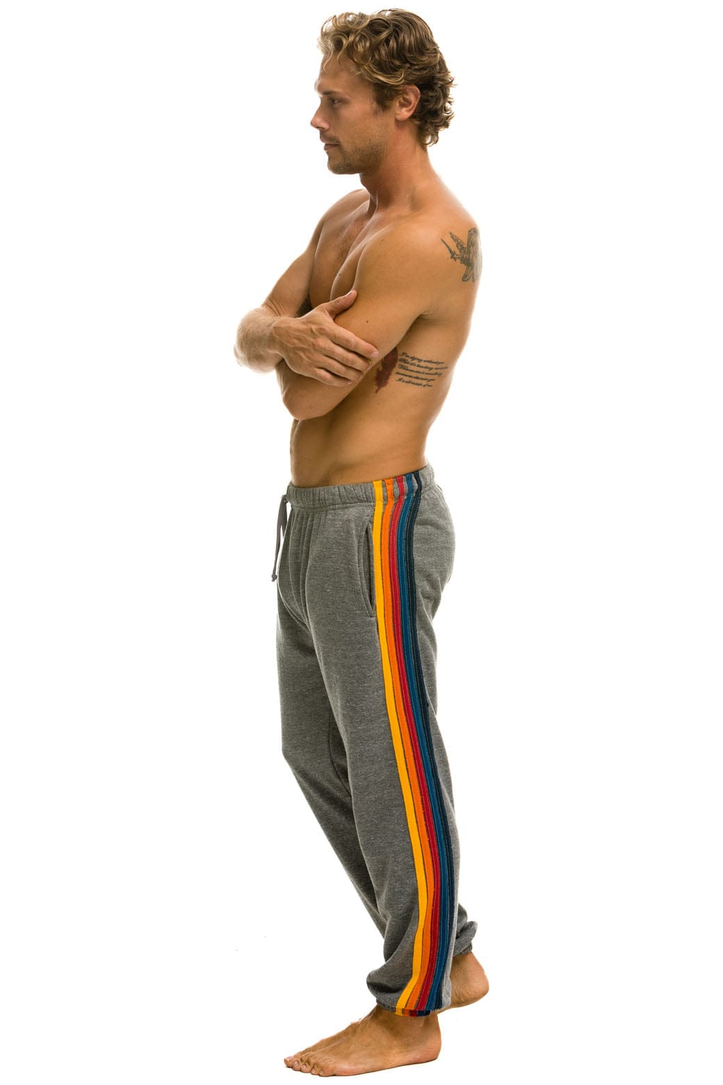 5 STRIPE SWEATPANTS - HEATHER GREY Mens Sweatpants Aviator Nation