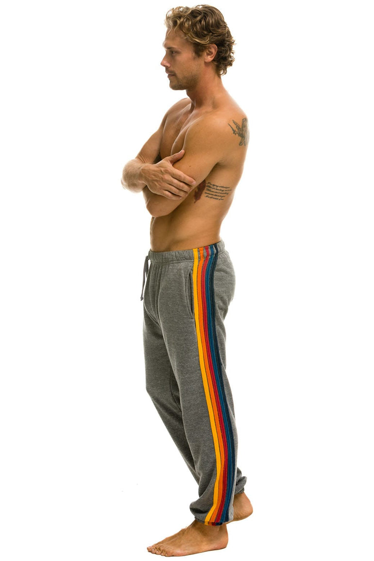 5 STRIPE SWEATPANTS - HEATHER GREY Mens Sweatpants Aviator Nation
