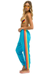 5 STRIPE SWEATPANTS - NEON BLUE // NEON RAINBOW Women's Sweatpants Aviator Nation