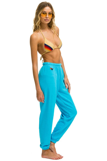 5 STRIPE SWEATPANTS - NEON BLUE // NEON RAINBOW Women's Sweatpants Aviator Nation