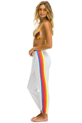 5 STRIPE SWEATPANTS - WHITE // NEON RAINBOW STRIPES Women's Sweatpants Aviator Nation