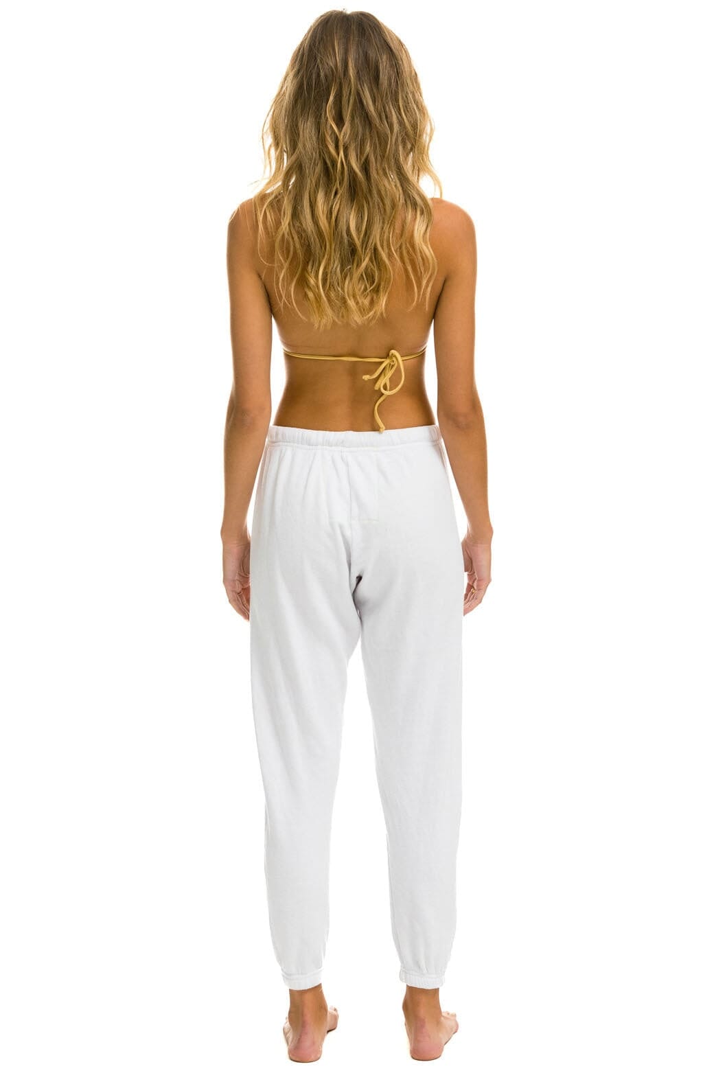5 STRIPE SWEATPANTS - WHITE // NEON RAINBOW STRIPES Women's Sweatpants Aviator Nation