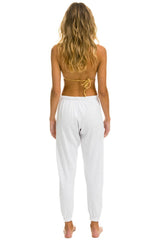 5 STRIPE SWEATPANTS - WHITE // NEON RAINBOW STRIPES Women's Sweatpants Aviator Nation