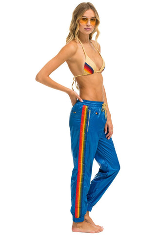5 STRIPE WIND PANT - SNORKEL BLUE GLOSSY Women's Sweatpants Aviator Nation