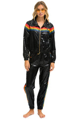 5 STRIPE WINDBREAKER - BLACK GLOSSY Women's Outerwear Aviator Nation