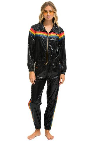 5 STRIPE WINDBREAKER - BLACK GLOSSY Women's Outerwear Aviator Nation