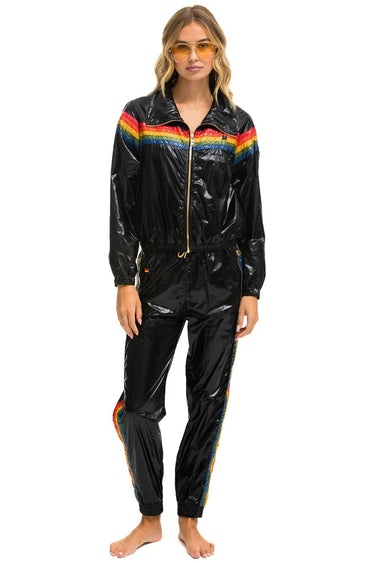 5 STRIPE WINDBREAKER - BLACK GLOSSY Women's Outerwear Aviator Nation