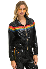 5 STRIPE WINDBREAKER - BLACK GLOSSY Women's Outerwear Aviator Nation