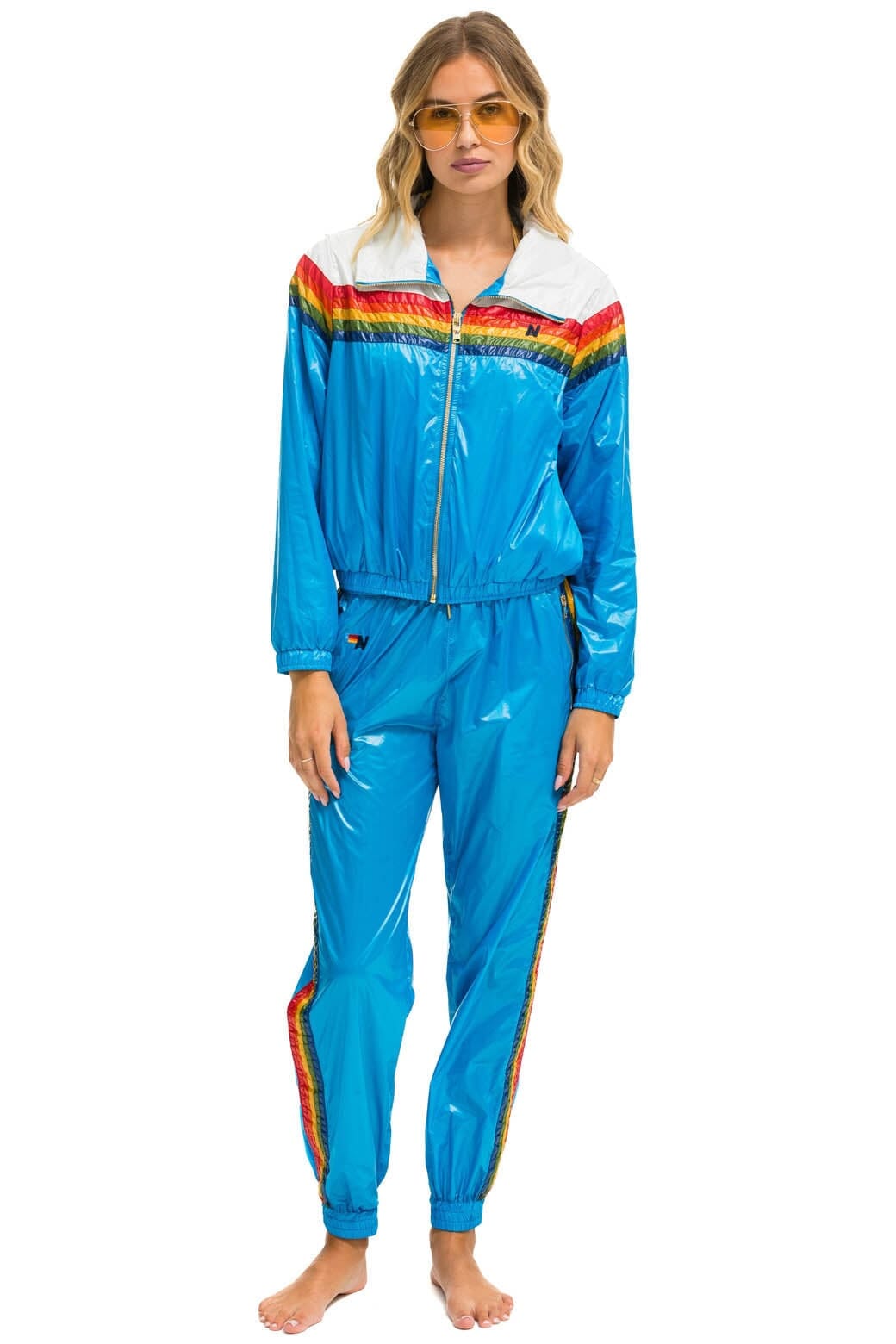 5 STRIPE WINDBREAKER - VINTAGE WHITE // DRESDEN GLOSSY Women's Outerwear Aviator Nation