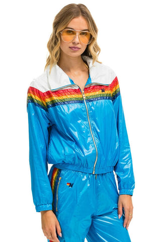 5 STRIPE WINDBREAKER - VINTAGE WHITE // DRESDEN GLOSSY Women's Outerwear Aviator Nation